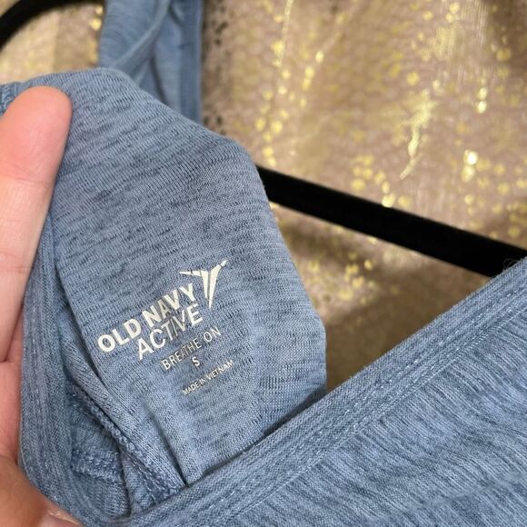 Old Navy Active Blue marled Breath On Knotted Back Tank Top, Small - Picture 5 of 6